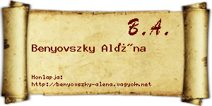 Benyovszky Aléna névjegykártya